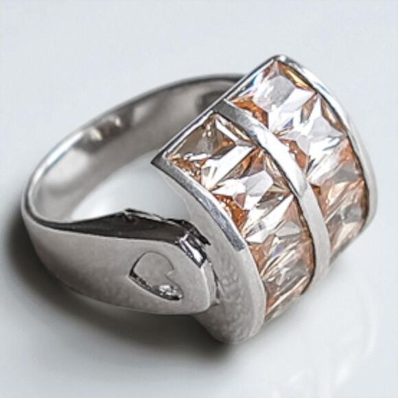 Vintage 925 Silver Yellow Tourmaline Ring Size 8 Chunky Domed Cocktail - Picture 6 of 10